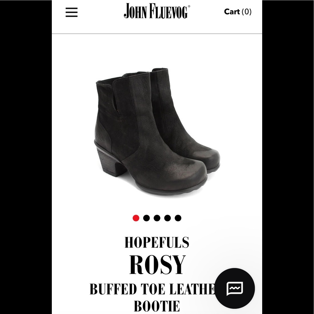 John Fluevog Hopefuls Rosy Buffed Toe Leather Bootie, size 5.5